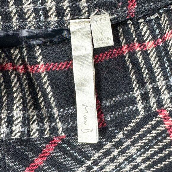 MONO B Plaid Skirt Womens L Wool Blend Classic Preppy Minimalist Winter Fall - Picture 6 of 11